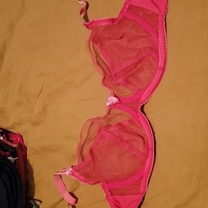 Red Sheer Plunge Bra 38E